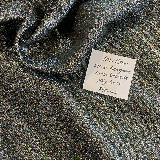 1m silver hologram lurex brocade