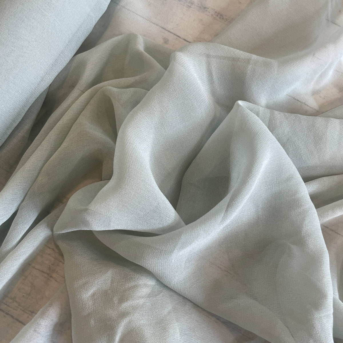 Misty green silk georgette