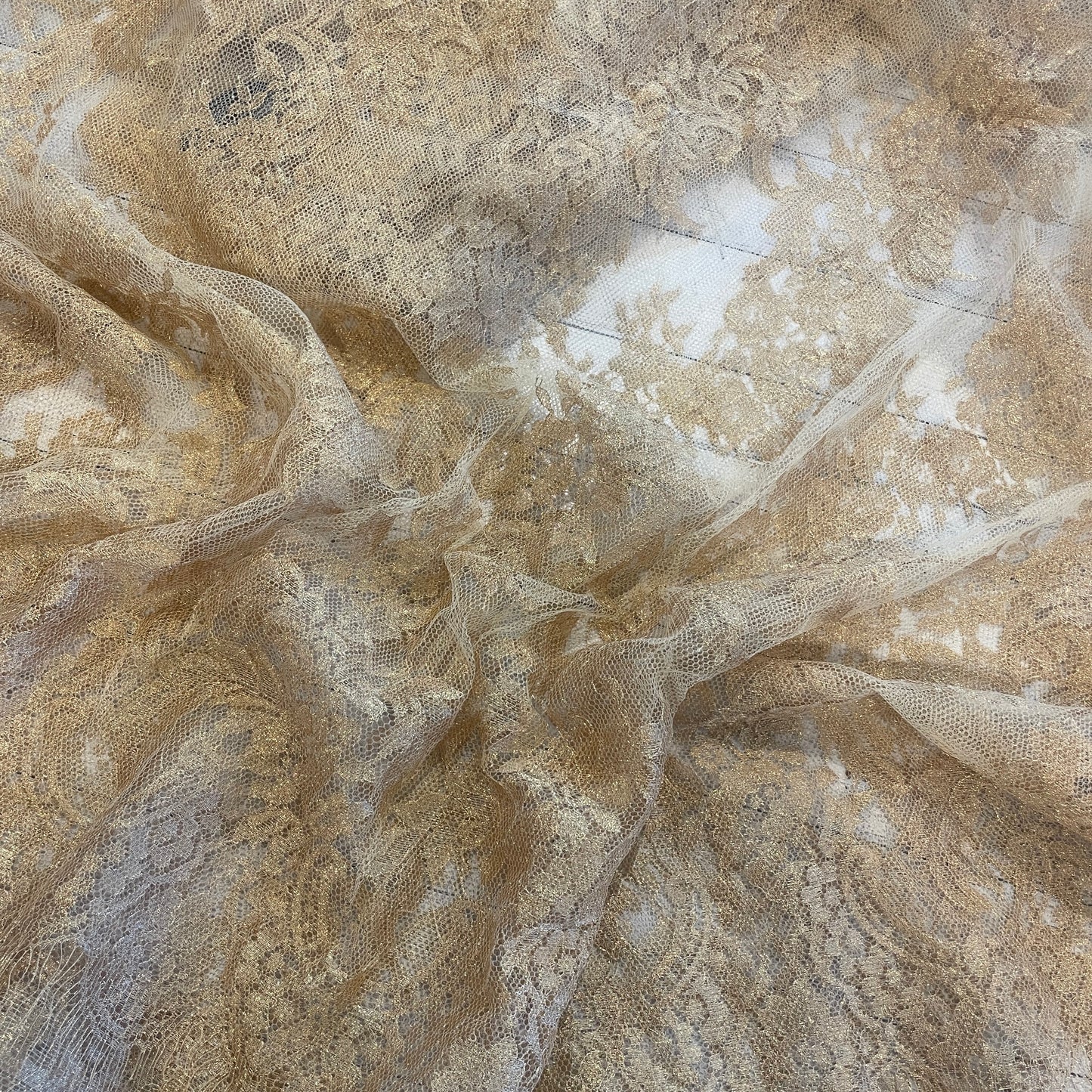 2.5m gold Lurex French lace nylon cotton Lurex