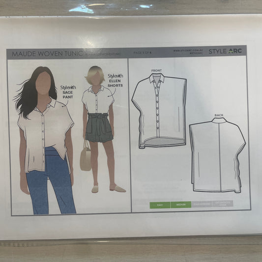 Style Arc Maude woven tunic pattern size 18-30