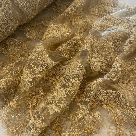 Guilded age beaded corded lace