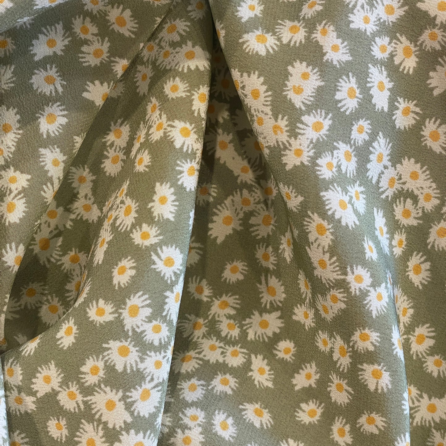scattered sage daisies silk crepe de chine