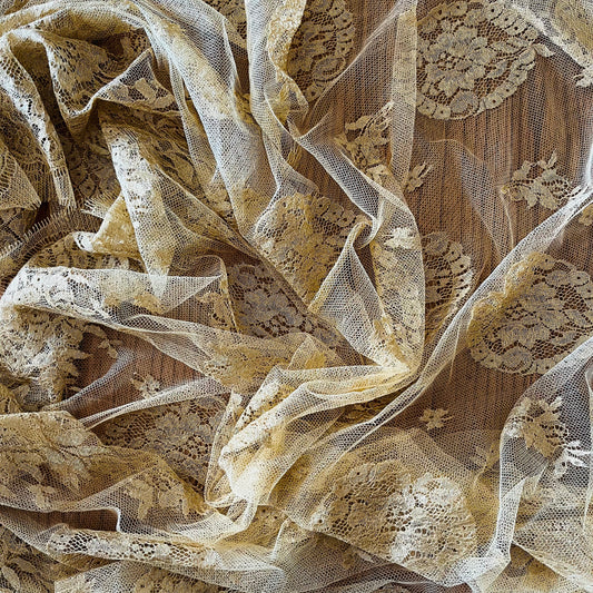 1.7m Gold Metallic French Lace Nylon Cotton Lurex