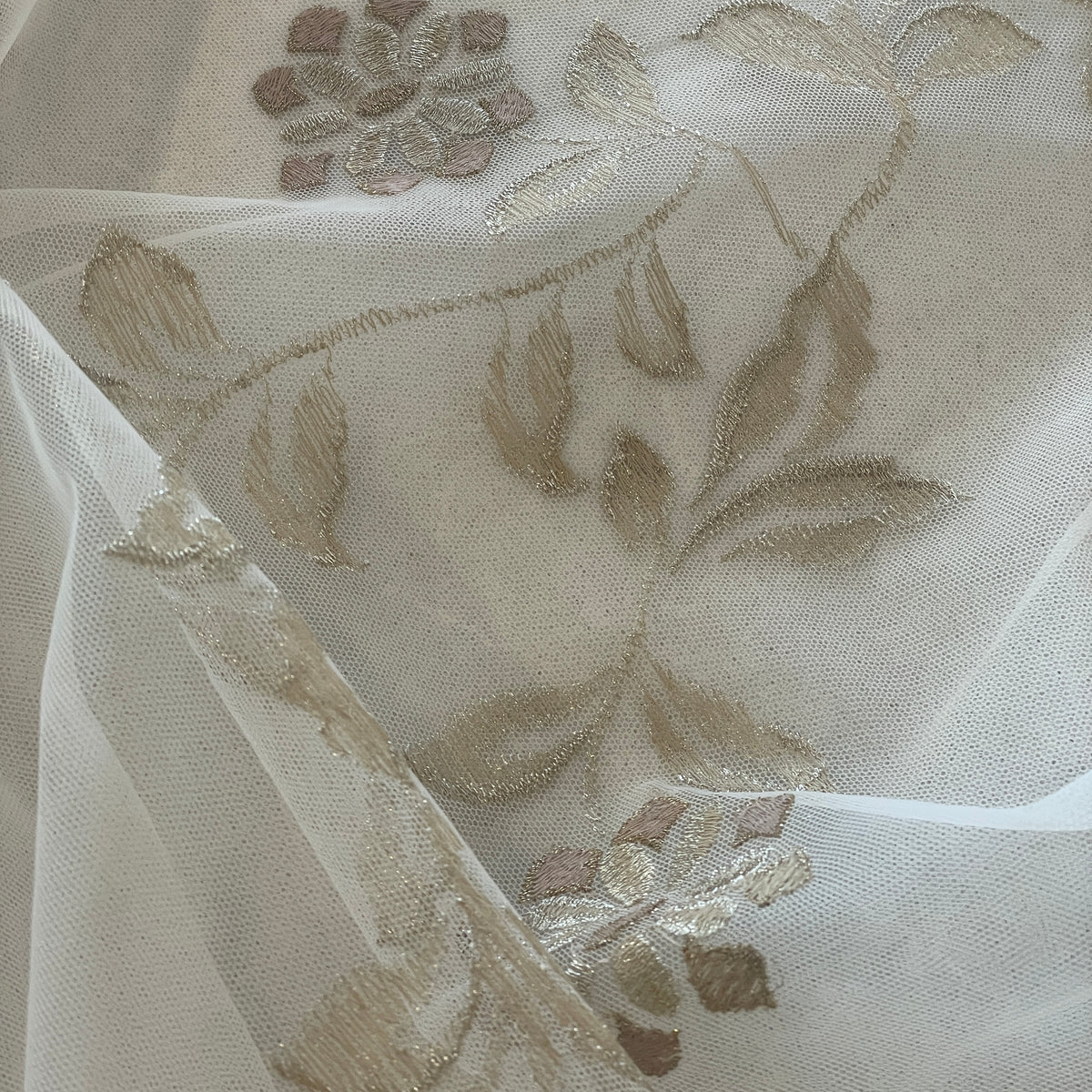 Sunset floral gold embroidered tulle