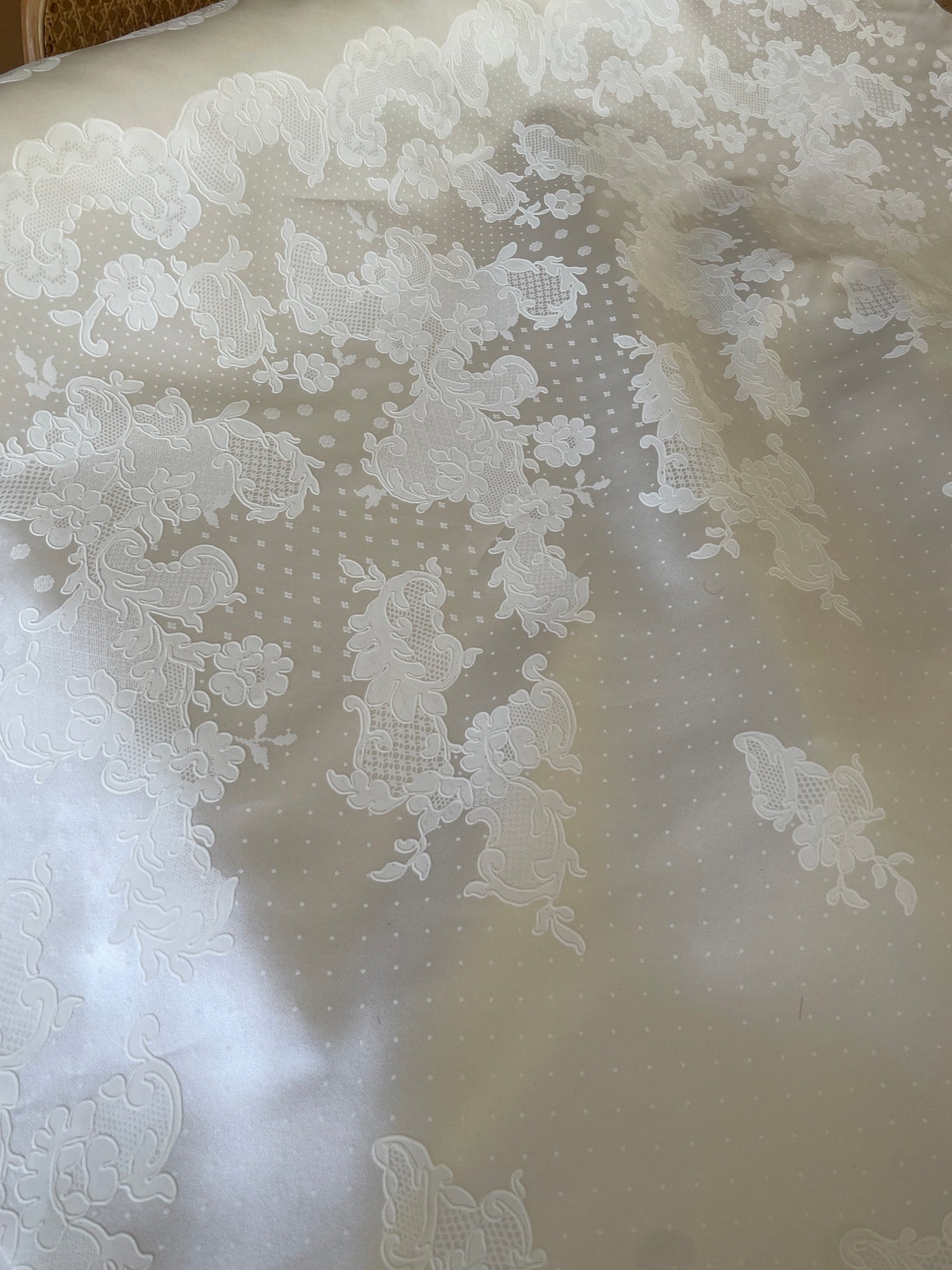 Italian lace embossed duchess satin panel