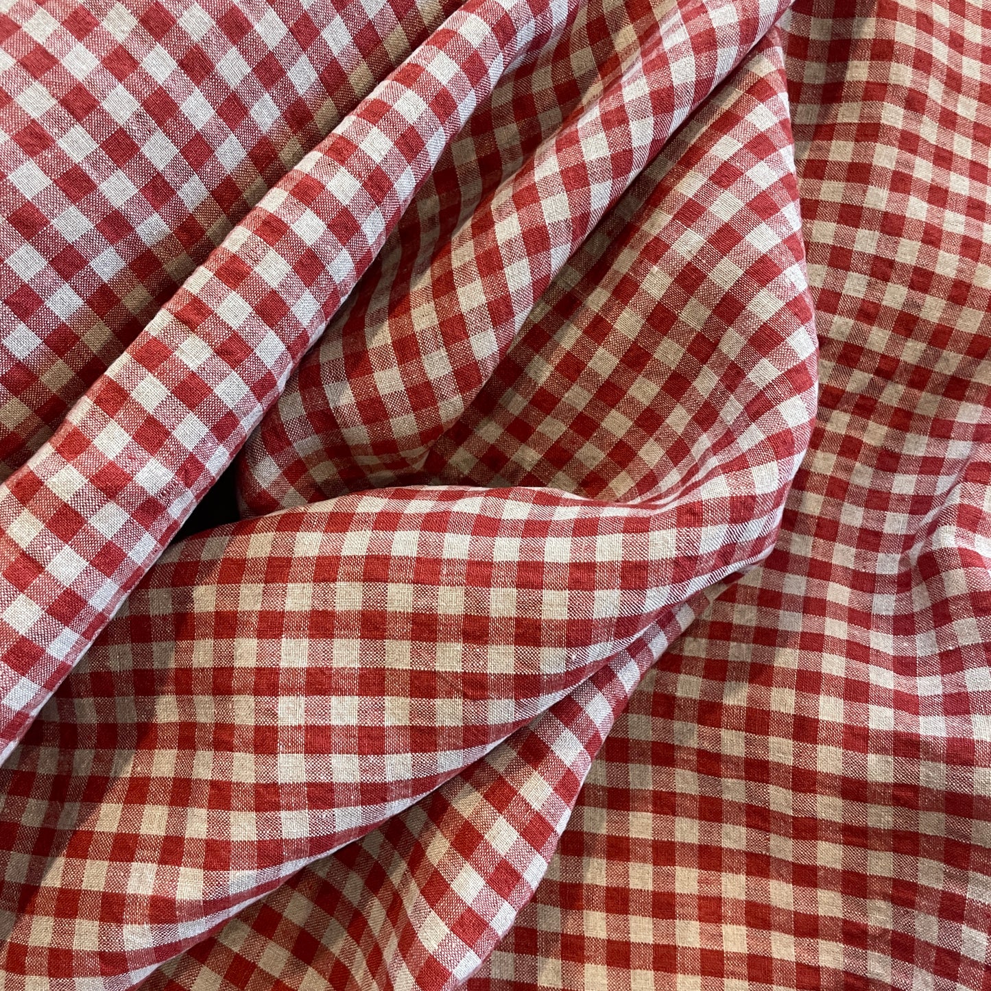 Rust red check linen