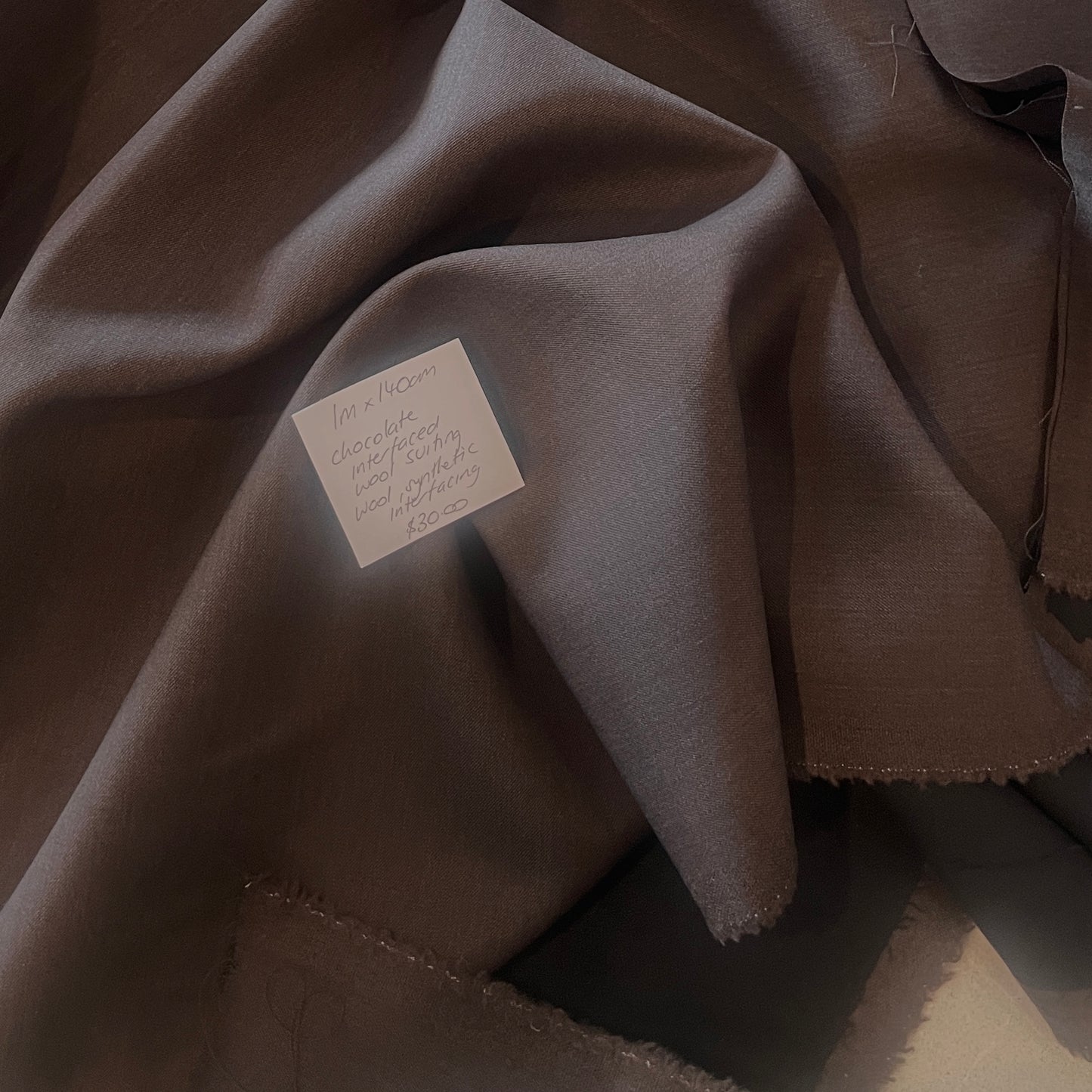 1m chocolate interfaced wool suiting