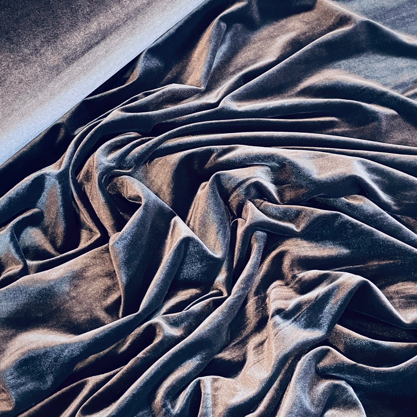 Storm blue grey stretch velvet