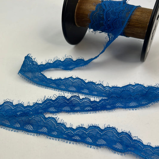 Sapphire Eyelash Scallop 25mm Stretch Lace