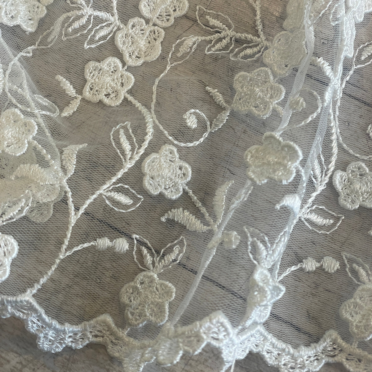 Tory ivory 3D embroidered tulle