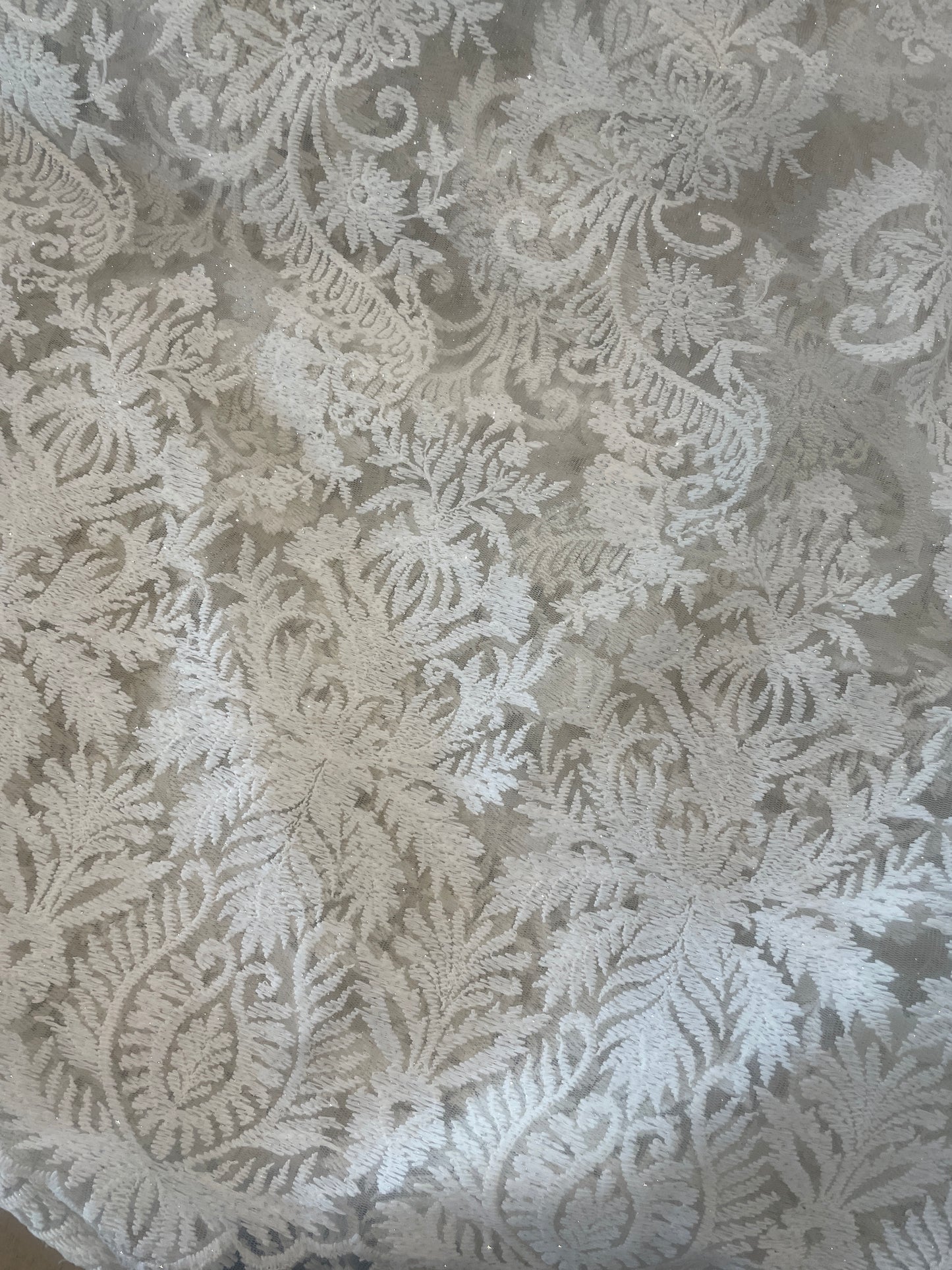 2.5m ivory glitter embroidered tulle