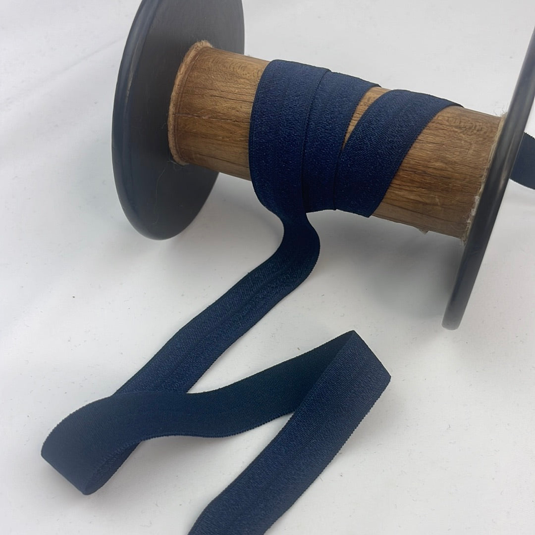 Dark Navy 15mm shiny foldover elastic