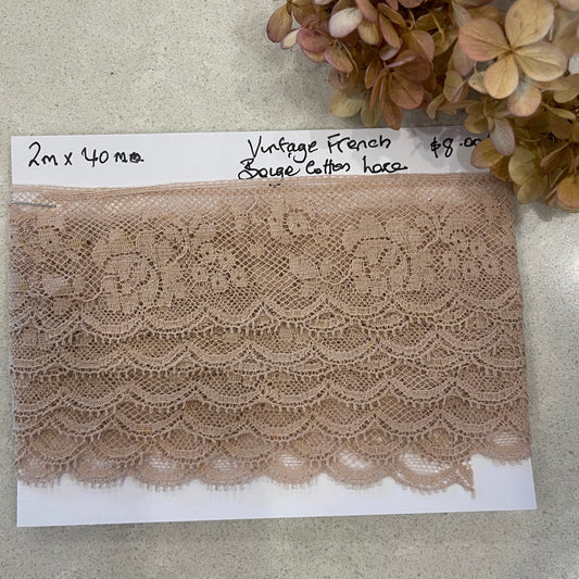 2m vintage French beige cotton lace #67