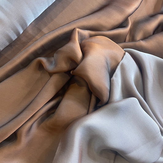 Chocolate plum shot silk smooth touch double georgette