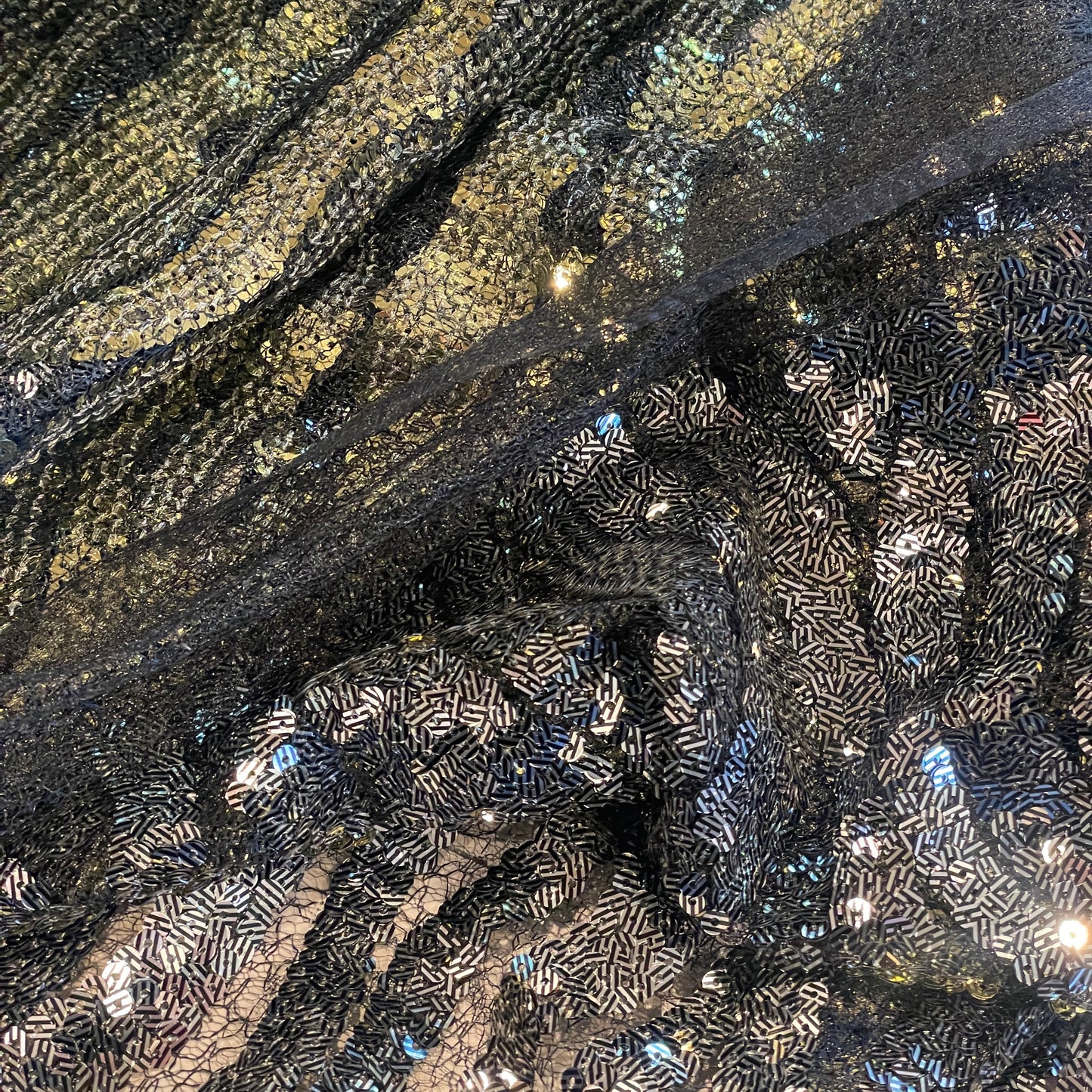 Mystic swirl reversible sequin mesh