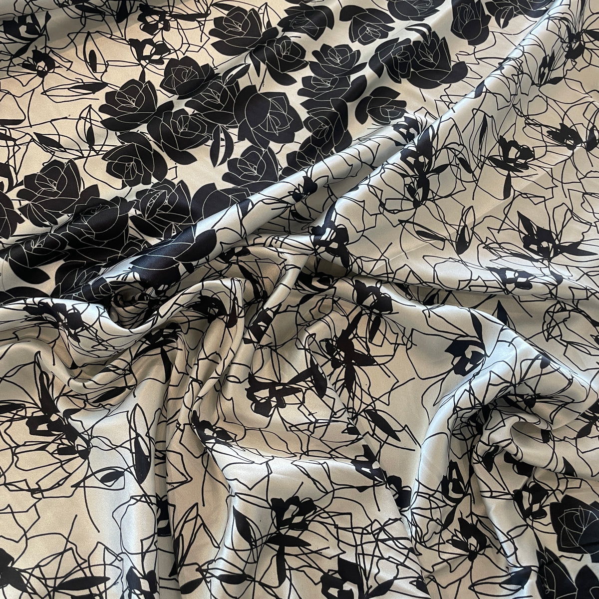 Shattered rose stretch silk satin