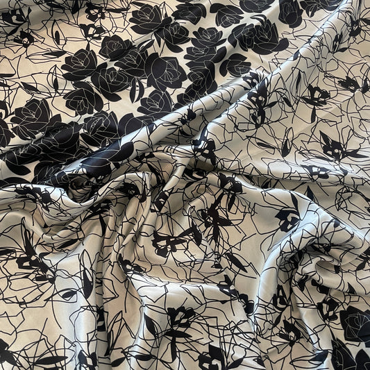 Shattered rose stretch silk satin