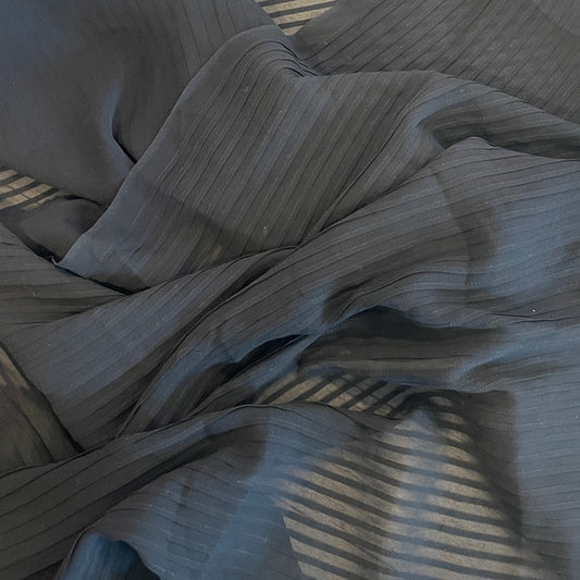 1.3m black tuck pleated silk georgette