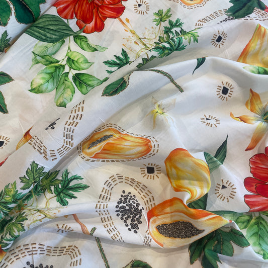Papaya tree viscose challis