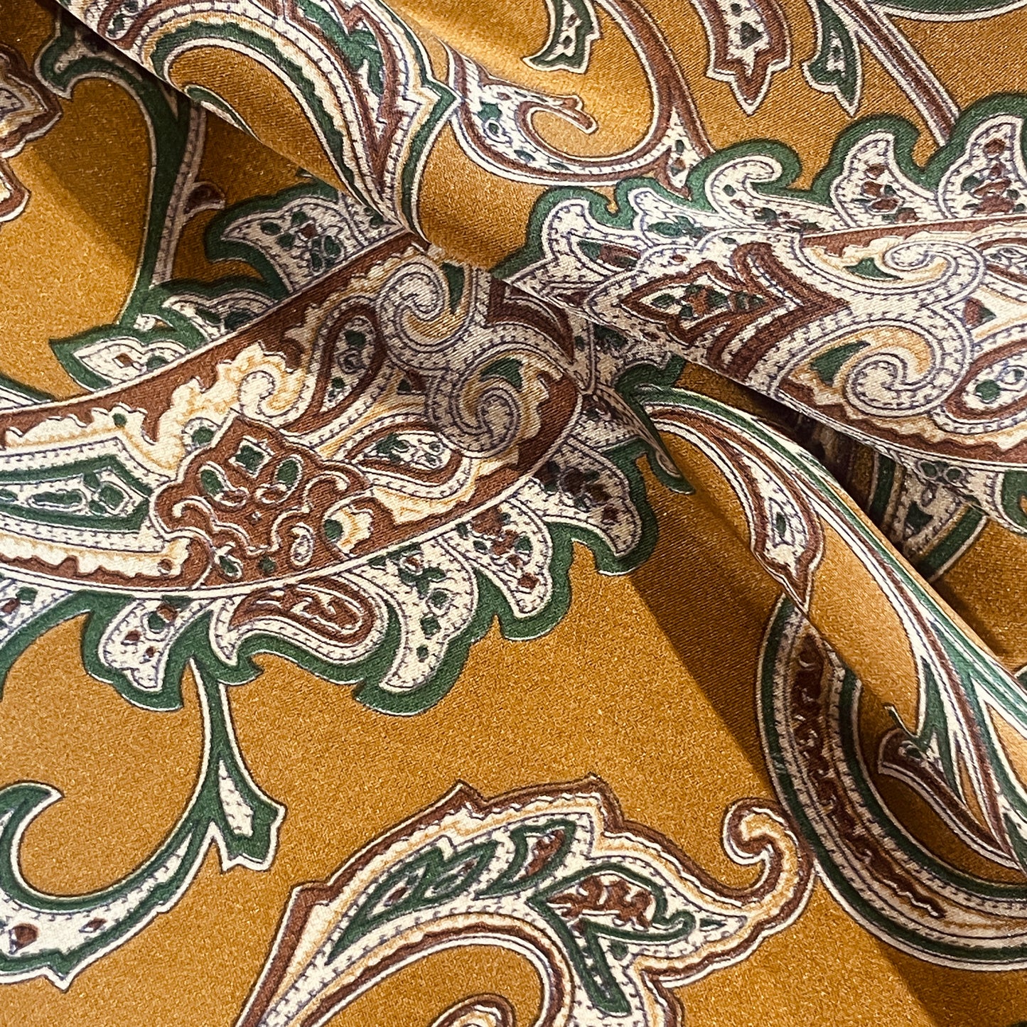 Copper paisley silk satin