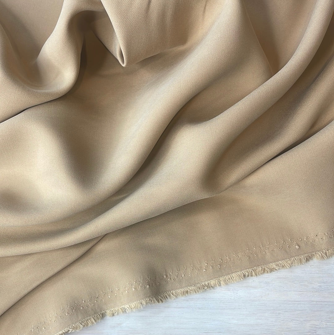 Warm beige sand washed viscose twill