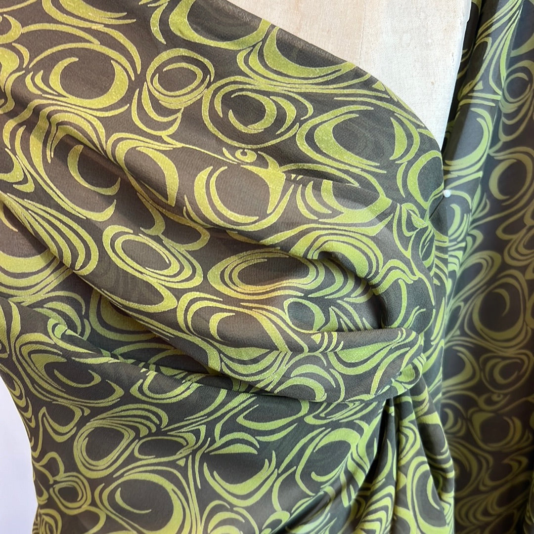 Wasabi Swirl Silk Georgette