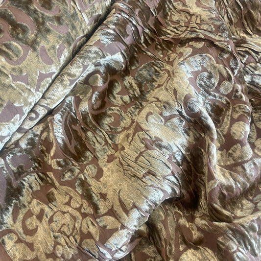 Toffee fleur de lise burnout silk velvet