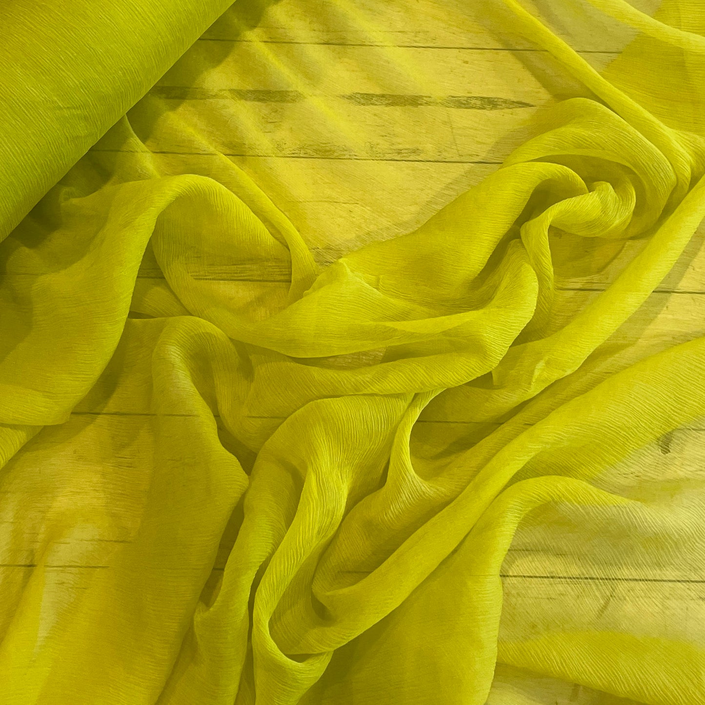 Chartreuse crinkle silk chiffon