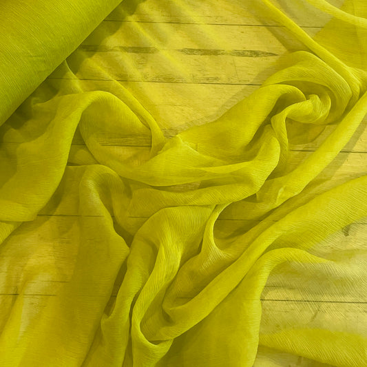 Chartreuse crinkle silk chiffon