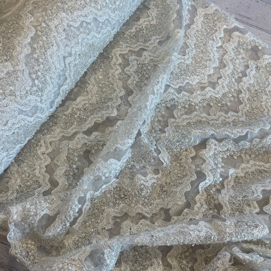Snow capped mountains beaded tulle
