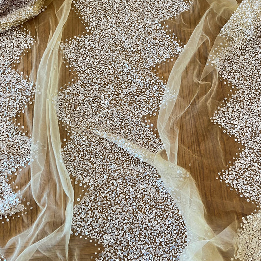 80cm Nude Beaded Tulle Nylon + glass