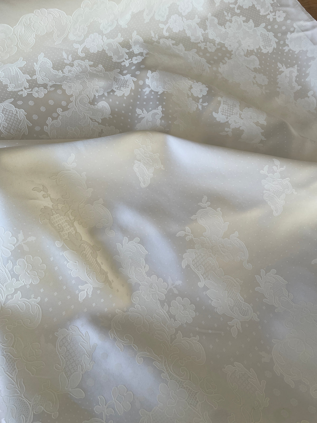 Italian lace embossed duchess satin panel