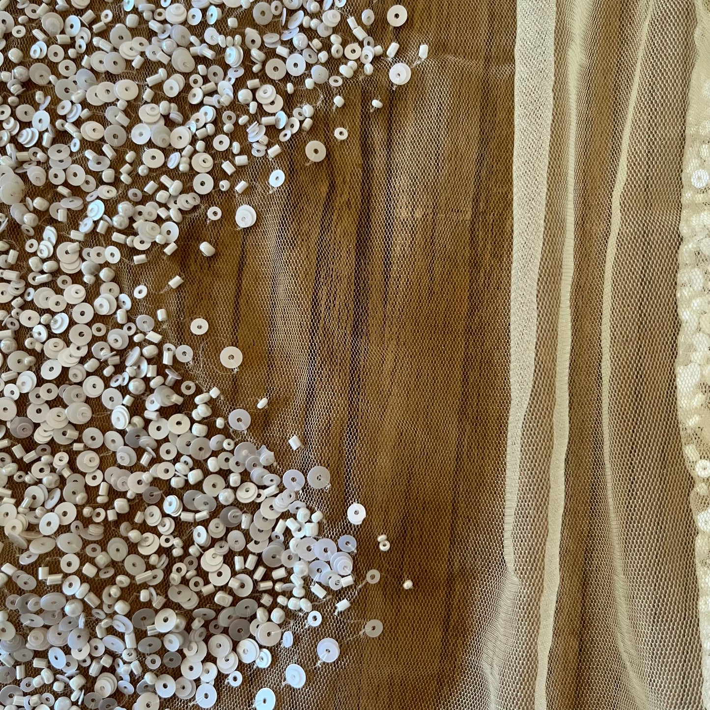 80cm Nude Beaded Tulle Nylon + glass