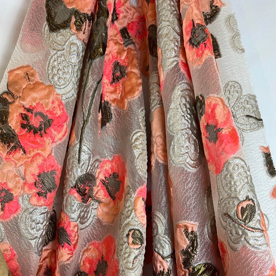 Peach Bloom Cloque Jacquard