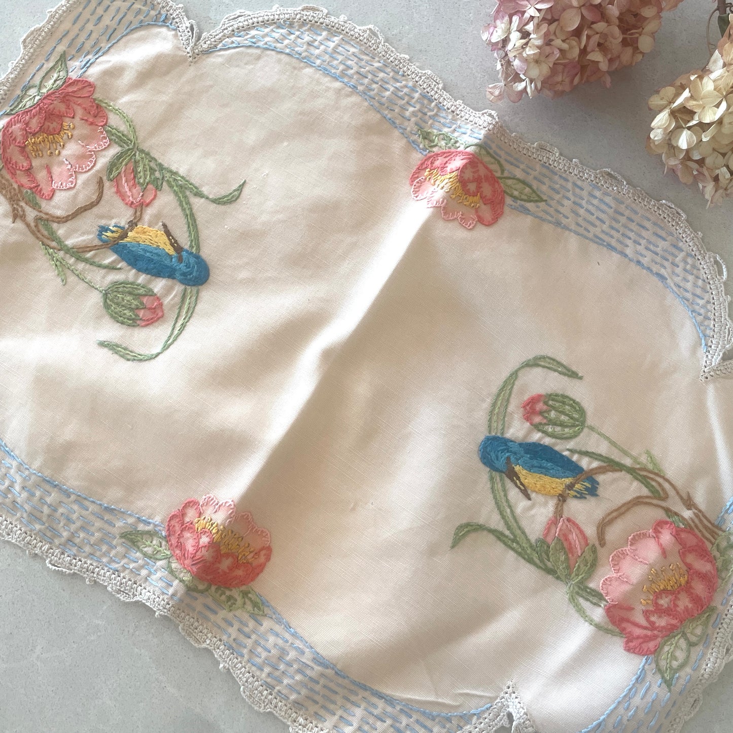 vintage embroidered table centre