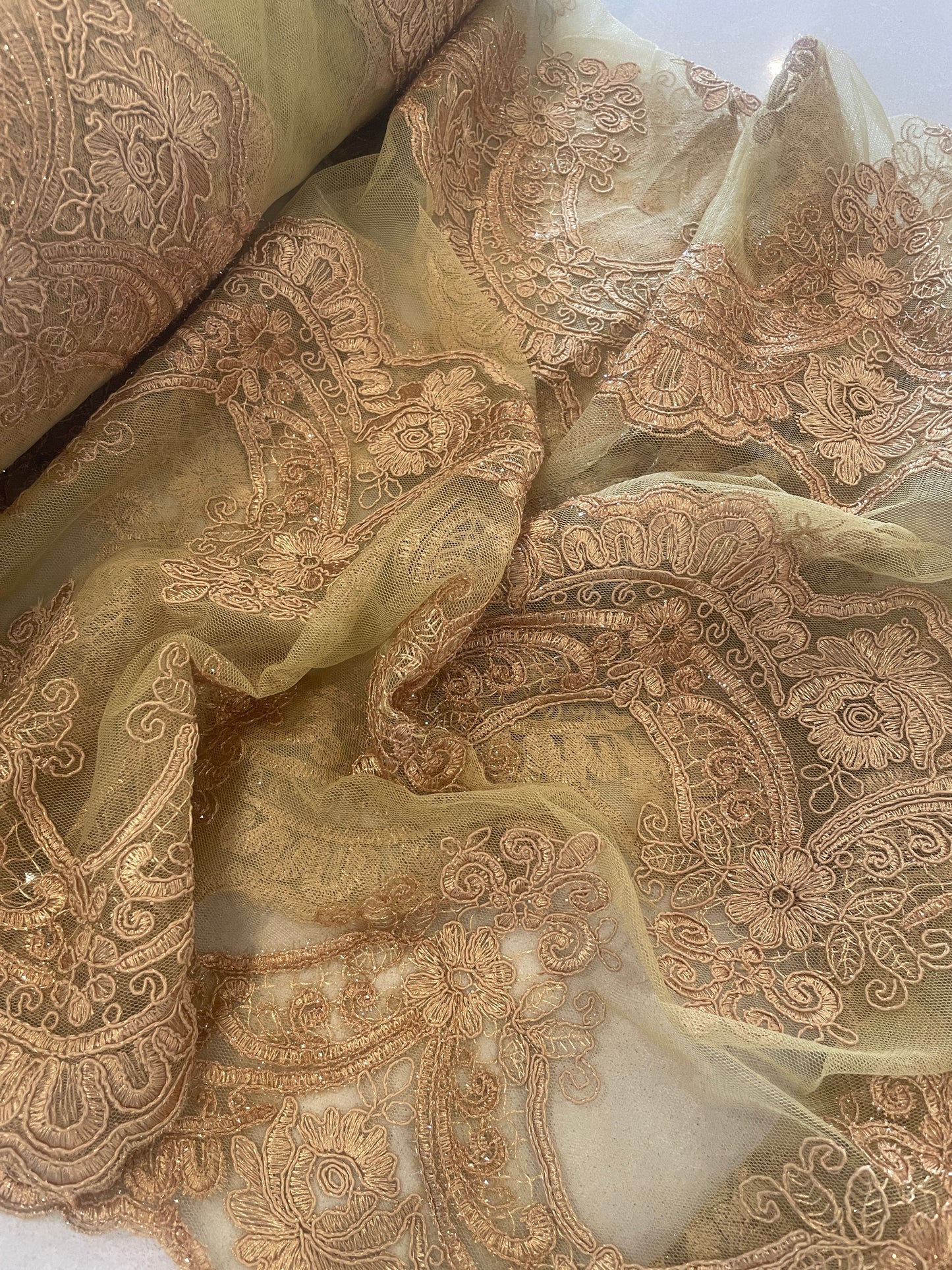 Saskia metallic corded lace