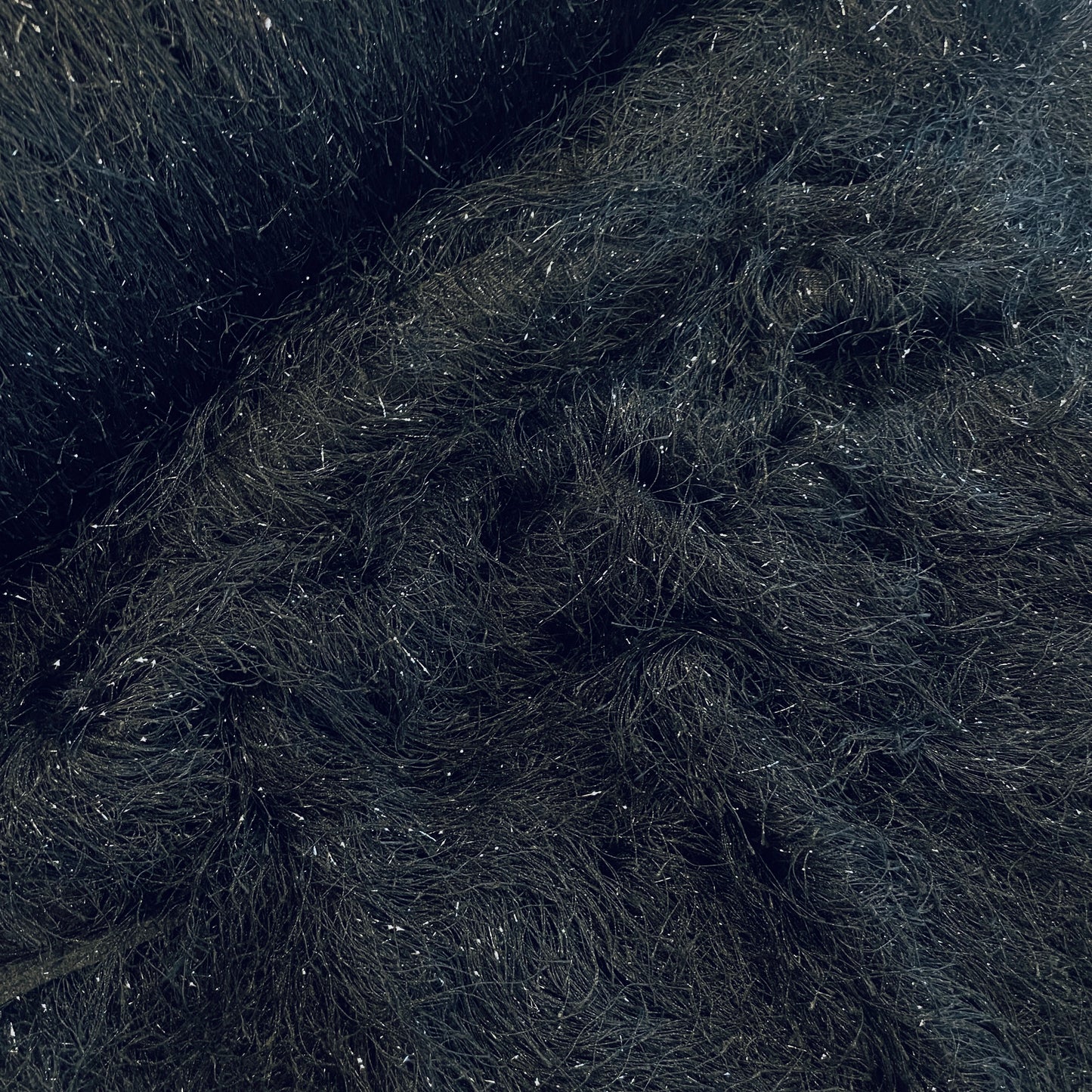 Midnight black shaggy lurex knit