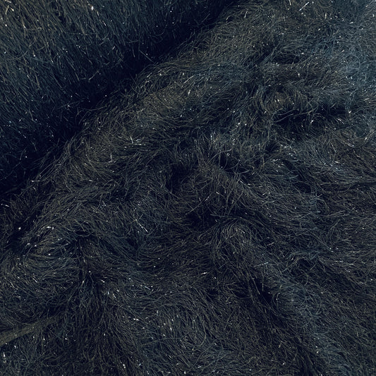 Midnight black shaggy lurex knit