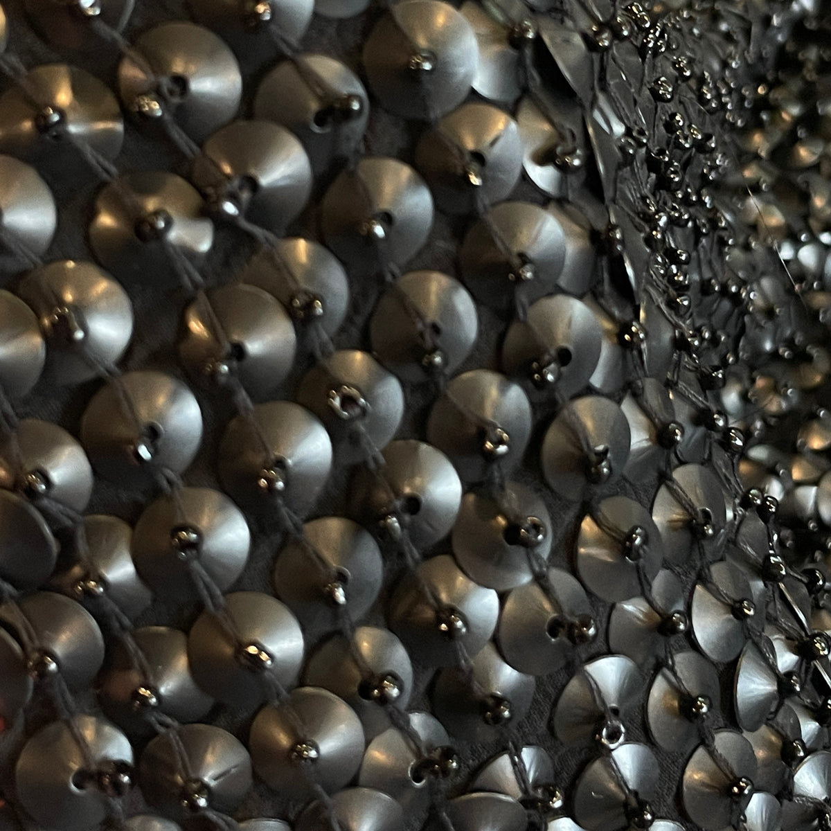 Black dome sequin beaded silk