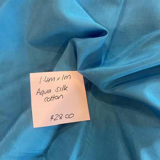 1.4m aqua silk cotton  lawn