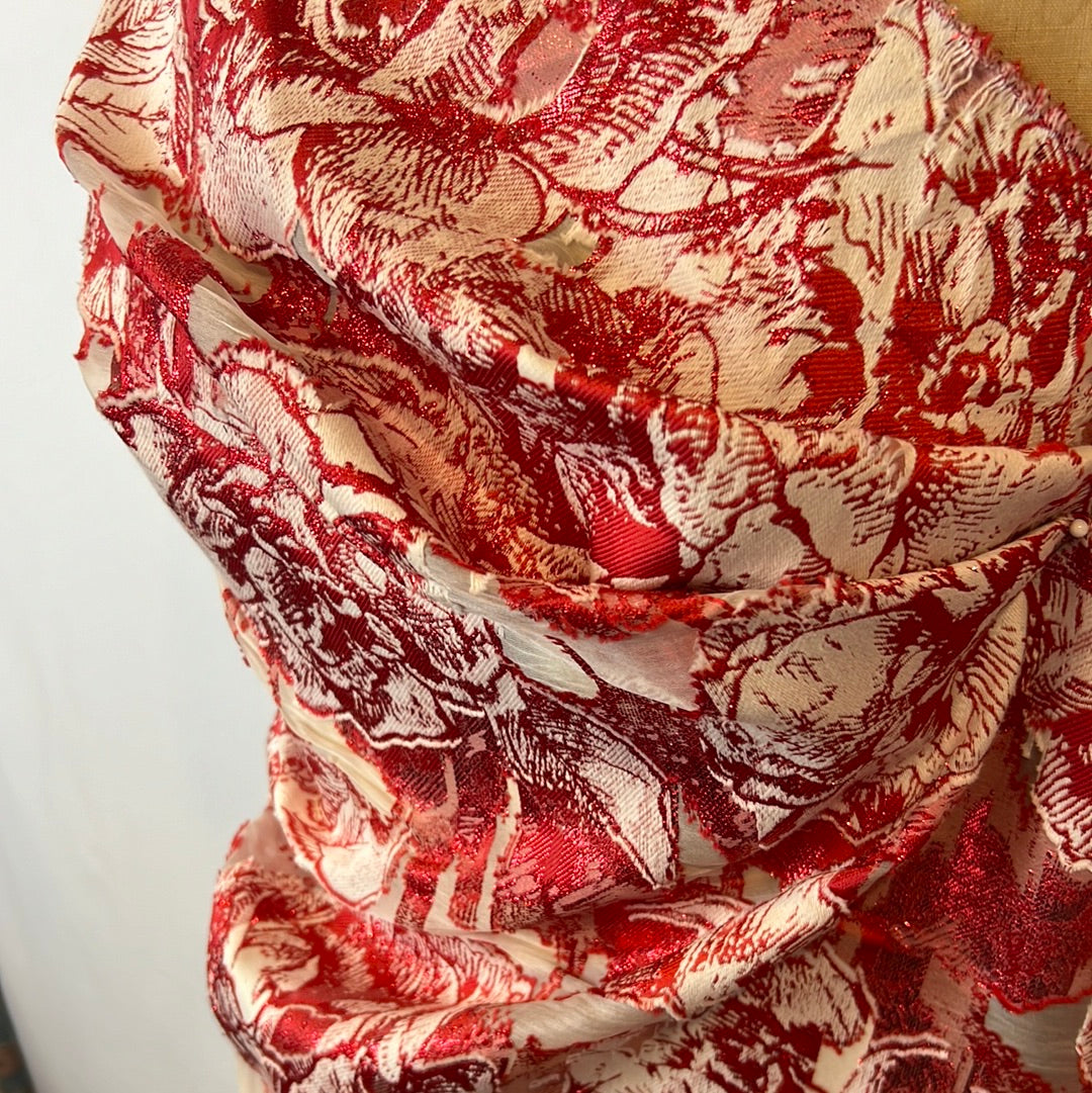 Scarlet rose metallic Brocade