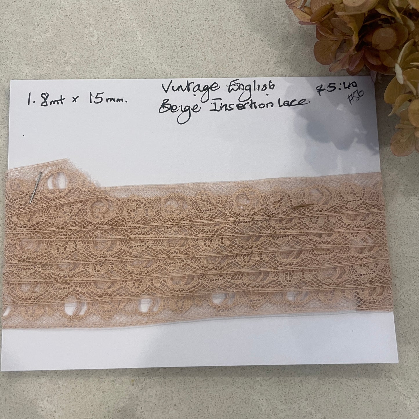 1.8m vintage English beige insertion lace #56