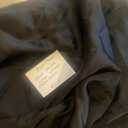 80cm black double sided stretch viscose satin