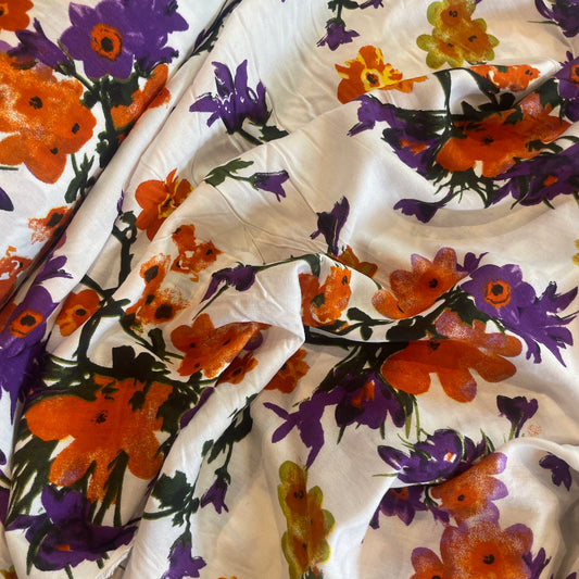 Marigold blooms viscose challis