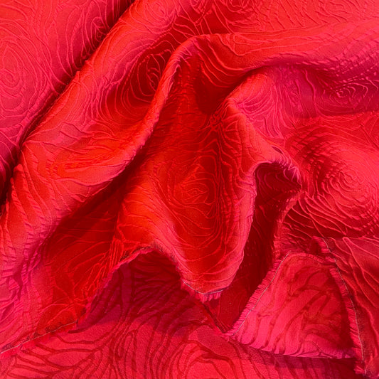 Red rose jacquard brocade