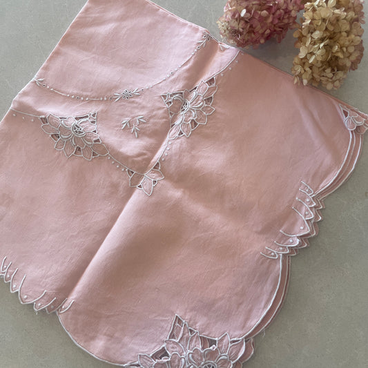 Vintage cut work embroidered tea cloth