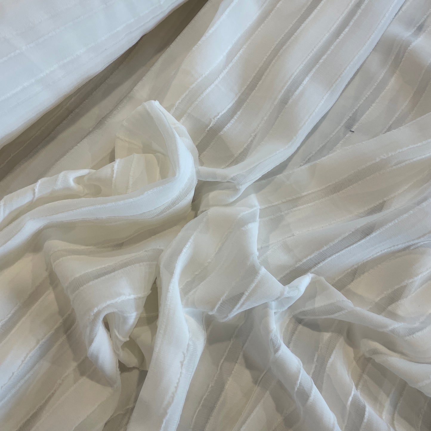Milk white jacquard stripe georgette