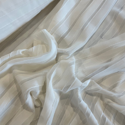Milk white jacquard stripe georgette