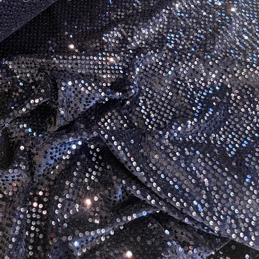 Midnight blue sequin velvet