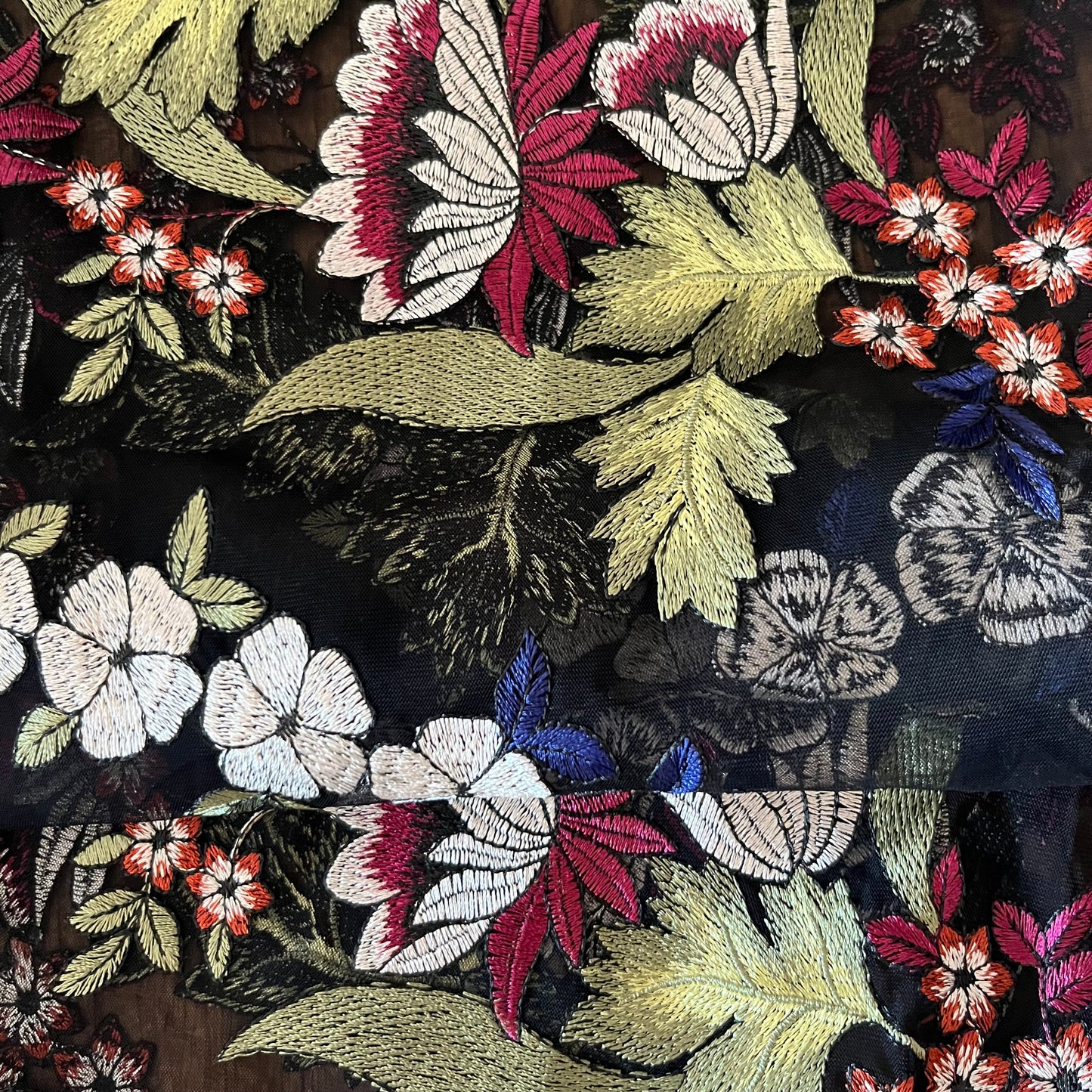 2m Winter Floral Embroidered tulle polyester